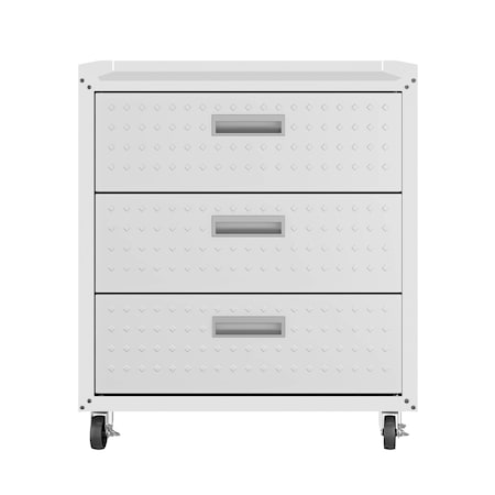 Manhattan Comfort Fortress 31.5" Mobile Garage Chest with Drawers 4GMCC-WH